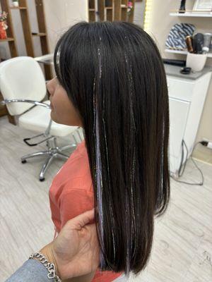 Stencil, hair extensions by Monica @ Rendezvous