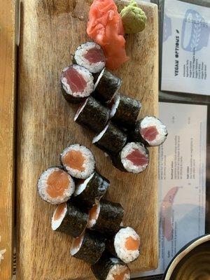 Roll combo: tuna and salmon