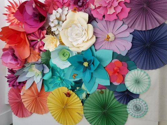 Beautiful origami flowers at entrance