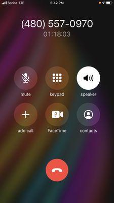 How long I've been on hold terrible