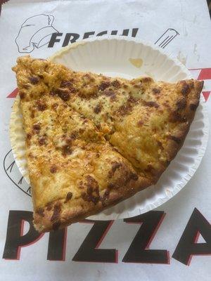 The pizza. Buffalo chicken. Huge slice.