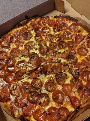 Large pepperoni and onion