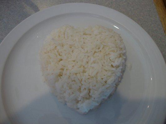 Rice in the shape of a heart - a nice touch.