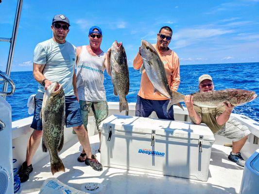 Some great eating fish for your family! Grouper and Amberjack in Cocoa Beach