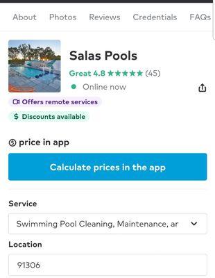 Reviews from thumtack.com 
 Salas pools