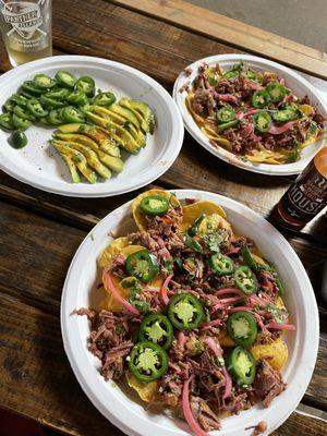 Brisket nachos and generous portions of fresh jalapeño and avocado!!