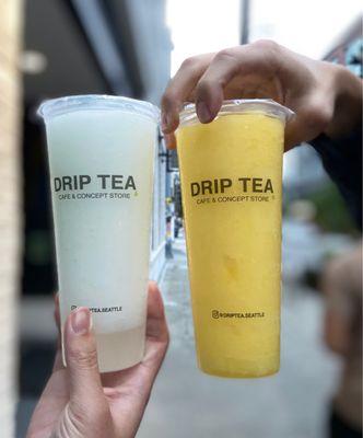 Lychee Slush (left) and Mango Slush (right)