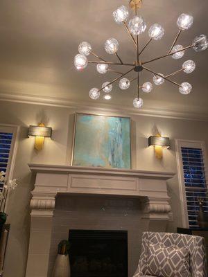 Sconces and chandelier from US Chandelier.