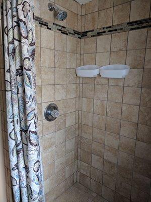 Private showers with updated tiling