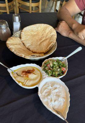 Veggie Sampler Tabbouli Maust Khiar Hummus