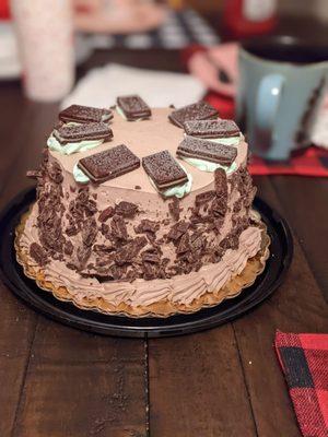 Mint chocolate ice cream cake. Yessss!!