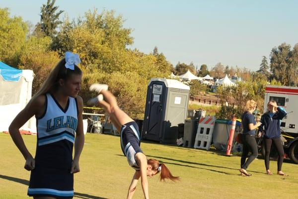 Leland High cheerleaders at Almaden valley Art and Wine festival