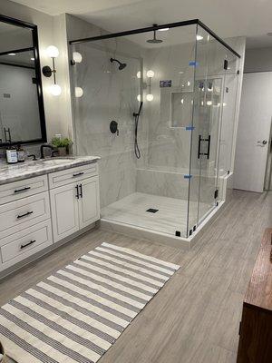 Shower door installation