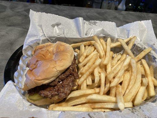 Tasty double burger & fries!