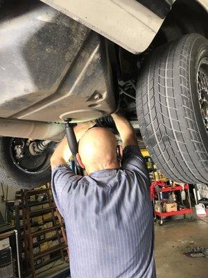 Jake replacing my fuel filter and fuel lines.