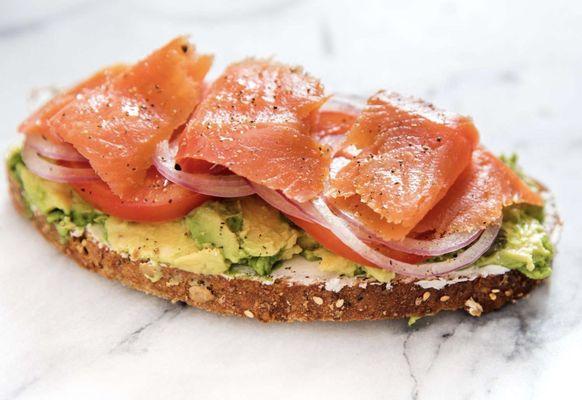 Salmon, avocado sandwich