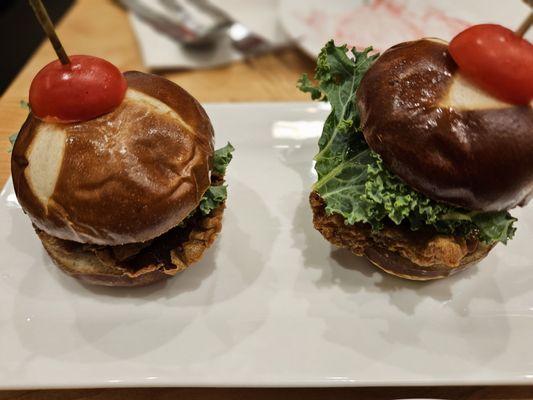 Oyster mushroom on a pretzel bun