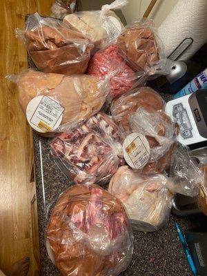 All the meat I bought that he considered not to be heavy