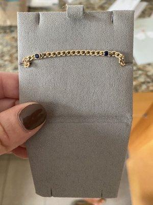 Incorrect bracelet I received after an extended production, "quality check," and shipping time.