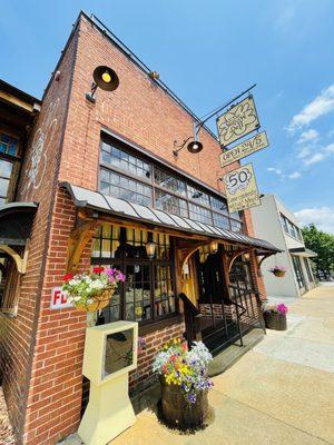 The exterior view of the Little Yellow Deli.