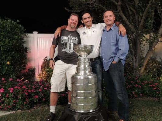 Mario Serban with former coworkers and friends Mike Kalinowski (LA Kings PR Director) and Mike Kassan (Fox Sport Network)