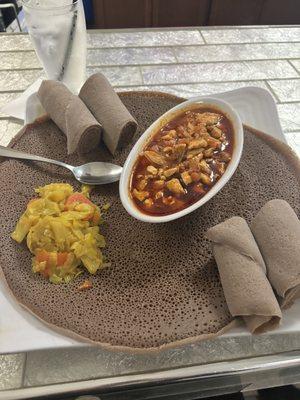 Awaze ribs with cabbage and injera