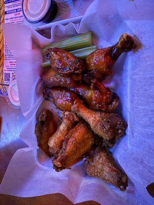 Lemmon pepper and spicy bourbon wings