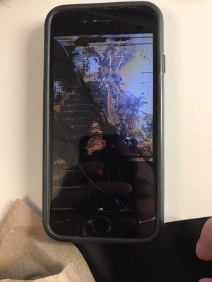 Cracked screen before he fixed it