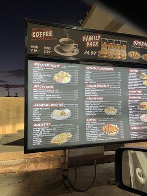 Current menu prices