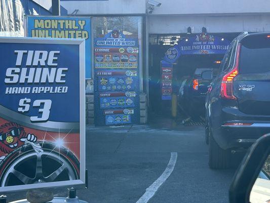 Wash and go! Tire shine applied by hand!