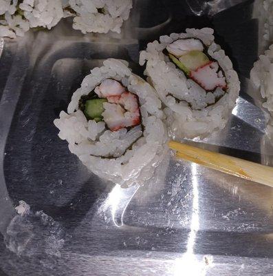 A piece of roll they assured me did not have crab stcik in it, with the offending crab stick clearly shown.