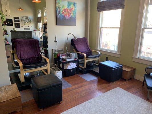 Pedicure area at Aura Spa