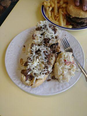 Steak and cheese with homemade potato salad