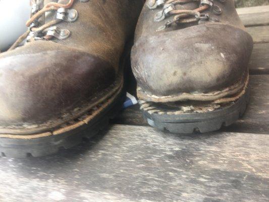 This is his his crappy work! Only 6 months on the boot!