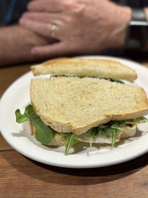 Italiano Breakfast Sandwich: 2 scrambled eggs, prosciutto, pecorino , sourdough toasted bread.