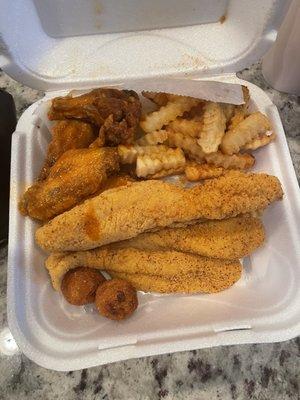 Wings and Fish Combo with Whiting as the fish.