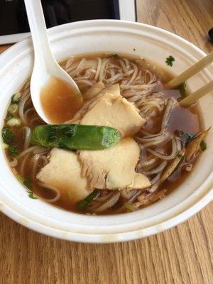 Chicken pho from this food cart broth is really good! But I wouldn't call this pho a good noodle soup though