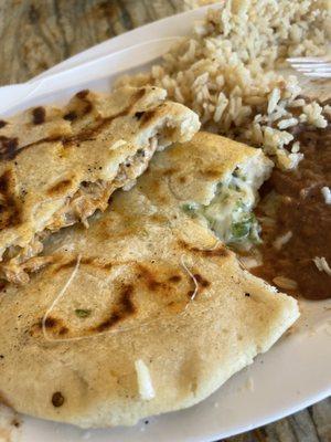 Chicken and cheese lupus's and jalapeño and cheese pupusa