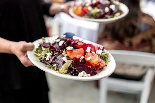 Local Beet Salad with Goat Cheese & Tarragon Vinaigrette