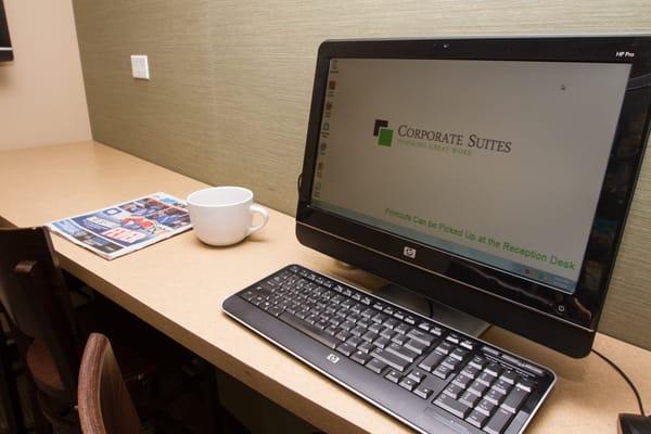 Communal computer area in the kitchen