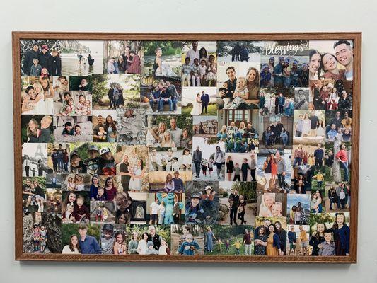 Every room has family photos of each of his patients ;D