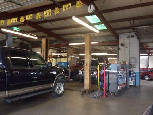 Inside of the garage ...waiting for my inspection to be done on my baby Tacoma