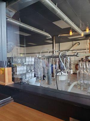 View from the bar into the distillery