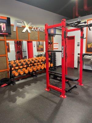 Fix Zone with Weights, pull bar, bench, grip strength, battle rope, kettle bells, medicine balls.