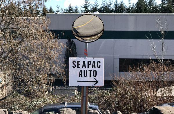 Once you pass the initial SeaPac Auto sign, drive to the back until you see this sign