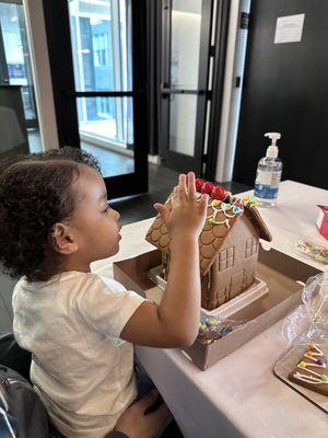 Jasper Gingerbread House party. Veda had a great time