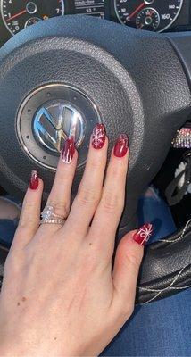 Nails with hand painted nail art