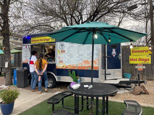 Cute outdoor food truck park