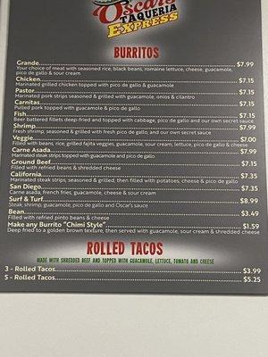 The Burritos & Rolled Tacos Selection