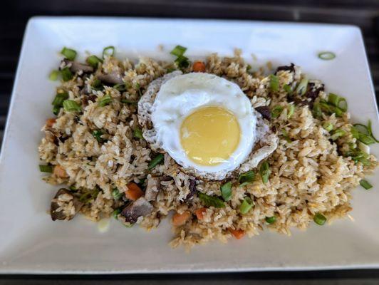 BBQ pork fried rice with a fried egg